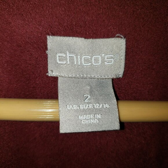 Chico's Everyday Faux-Suede Button Front Shirt Long Sleeves Maroon Women's Large - Picture 2 of 11